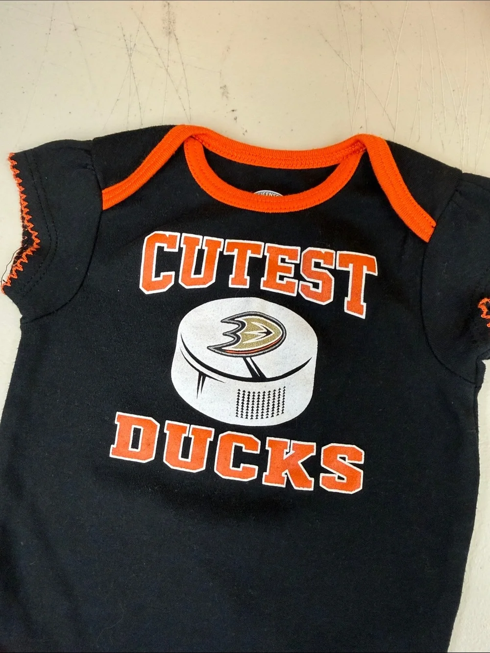 NHL Anaheim Ducks Cutest Ducks Black & Orange Baby One-Piece Bodysuit 3-6 months